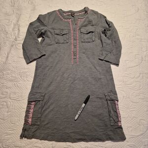 Tea Collection girls size 12 green dress 3/4 sleeve embroidered 1 hole pictured